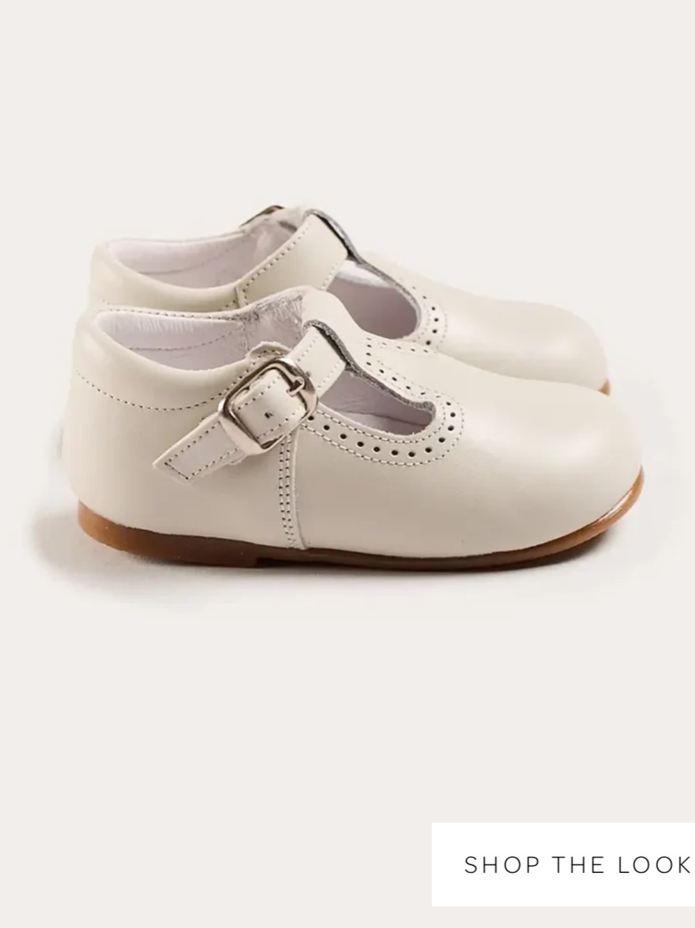 PEPA LONDON T-Bar Ivory Leather Baby Walker Shoes - Picture 2 of 9